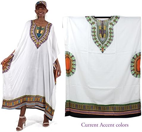 Traditional Print Kaftan - White UAD