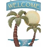 Tropical Palm Tree Welcome Metal Sign Wall Decor