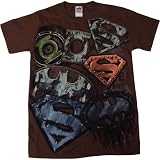  : Batman, Green Lantern, & Superman DC Comics Rusted Logos Mens T-Shirt