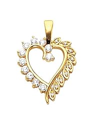 14K Yellow Gold Diamond Heart Pendant - 0.60 Ct. -- LIFETIME WARRANTY