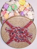 Gourmet Food : Scott's Cakes Assorted Nougat Salt Water Taffy in a Mini Bow Tin