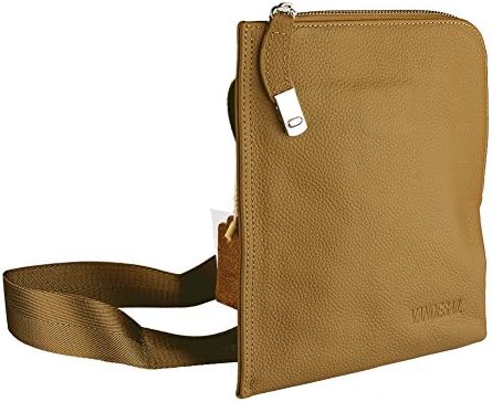 Vandesail Men's Top Grade Head Layer Cowhide Chest Pack Shoulder Bag Messenger Bag Cross-body Bag Casual Simple Bag (Khaki)