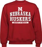 Nebraska Cornhuskers Red Wordmark Logo Crew Neck Fleece Sweatshirt