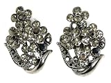 Vintage Black Diamond Accent Austrian Crystal Clip-on Earrings