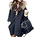 Paradise Kiss New Womens Oversized Loose Knit Cardigan Faux Fur Hooded Coat Zip Jacket Parkas (Dark Grey) by AI YUE