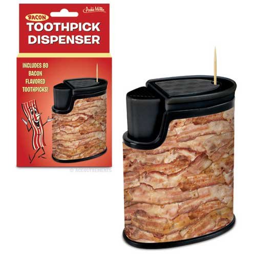 Bacon Flavored Toothpicks & Dispenser Novelty