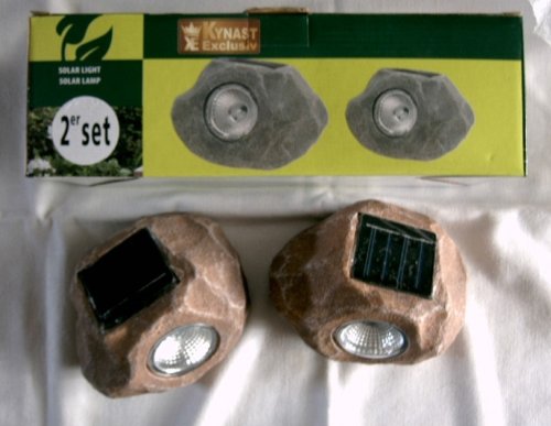 Solar Steinlampe Gartenstrahler Stein Design 2er Set