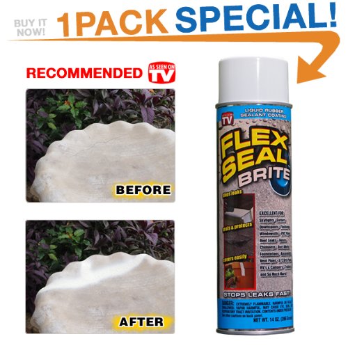 Flex Seal 14-Ounce As Seen on TV Liquid Rubber Sealant in a Can, Brite (1 Pack Special)
