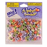Alphabet Beads, 7mm Round Multi Color, Black Letters 250/pkg (Pack of 1)