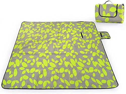 Lazyaunti 79"*59" Durable Fashion Large Water-resistant All-purpose Outdoor Blanket Tote Picnic Camping Handy Mat with Strap (Green wistaria)