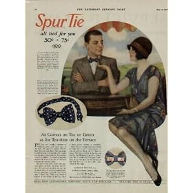 The correctly-clad motion picture star whose portrait is reproduced here is LEE TIMMINS. His recent film appearance was in the Fox film, "THE MUSIC MASTER." BETTY GRAY, shown here with Mr. Timmins, appeared in the Cosmopolitan picture, "ENEMIES OF WOMEN," and in "A KISS FOR CINDERELLA," a Famous Players film. ..... 1927 Spur Tie Ad, A4899A.