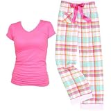 Beach Plaid Pant and Shirt Pajama Set