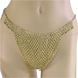 Bellydance Brass Bell Bikini Bottom, One size fits waist or hips up to 35", For belly dancing costume or just for fun