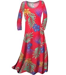 Plus Size A-line Polyester/Spandex Tropical Print Long Sleeves Maxi Dress 