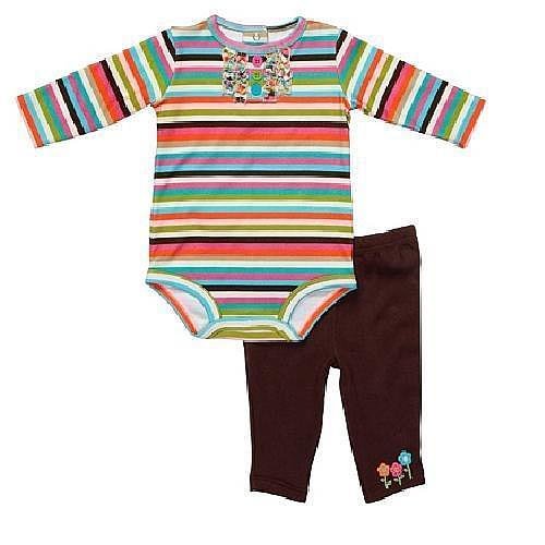 Carter's Baby Girls 2 Pc Stripe Bodysuit with Pants Set - Brown