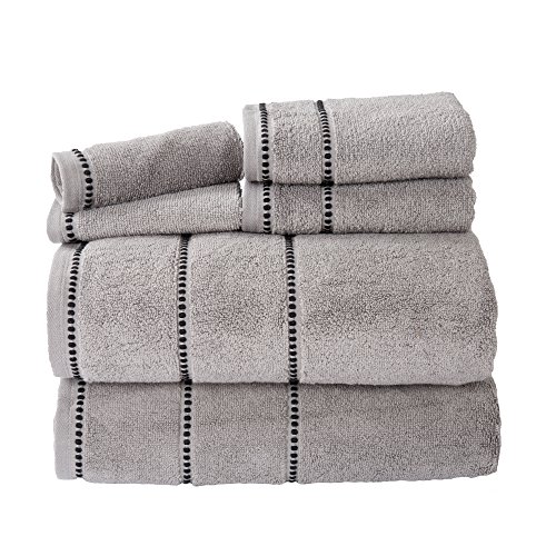 Lavish Home Quick Dry 100% Cotton Zero Twist 6 Piece Towel Set -Silver