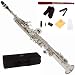 Cecilio 2Series SS-280N Nickel Plated Straight Bb Soprano Saxophone + Mouthpiece, Case, Reeds and Accessories