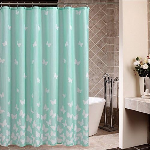 Shower curtain, KINIFE Waterproof Polyester Fabric Mildew Shower Curtain (White Butterfly)
