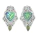 Sterling Silver Triangular Paua Shell w/ Peridot Drop Earrings by Sajen