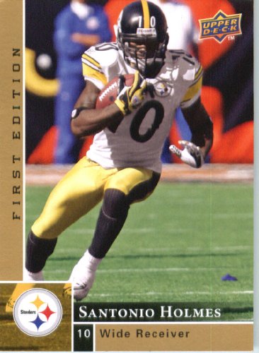 2009 Upper Deck First Edition Football Card # 120 Santonio Holmes Steelers Mint Condition - Shipped In Protective ScrewDown Display Case!