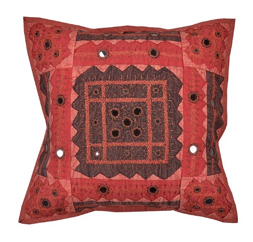 Imagen 2 de Tema mano Patch Work Cut & Mirror 2 PC cubierta hecha a mano Cojín de algodón Set Tamaño 17 x 17 pulgadas Juego de 2 piezas