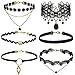 ZYG Women's Classic Black Velvet Punk Gothic Tattoo Lace Flower Choker Necklace