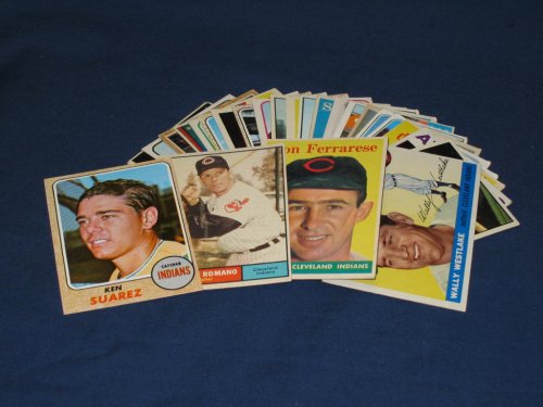 25 Different Vintage Cleveland Indians Topps Baseball Cards from 1955-1969 - Shipped in Protective Display Album!