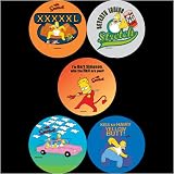 Simpsons Five Piece Button Set - XXXXXL, 7th Inning Stretch, Bart Simpson, Kiss my Butt, Car Ride