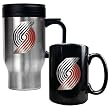 Portland Trail Blazers NBA Stainless Steel Travel Mug & Black Ceramic Mug Set - Primary Logo by Great American Products