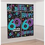 Amscan Printed with The No. 60 in Purple/Blue Festive Scene Setter Wall D&eacute;cor, Black/Purple/Teal/Blue