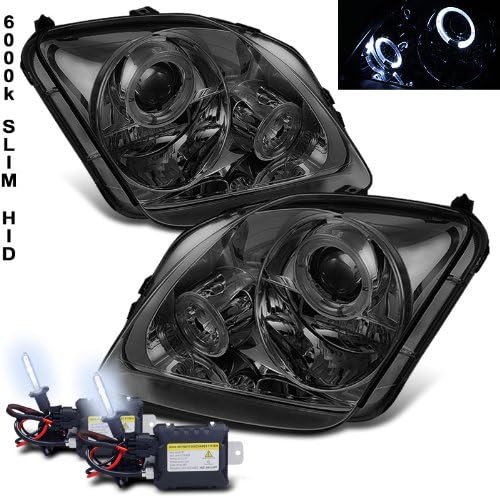 6000k Slim Xenon HID Kit + 97-01 Honda Prelude Halo Projector Smoke Head Lights