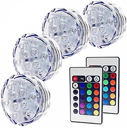 Amoker 4X LED Submersible Lights - Battery Powered LED Accent Lights IR Remotes for Wedding, Centerpiece, Halloween, Party Lights