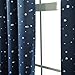 Flamingo P (Single Panel Room Darkening Printed Navy with Sliver Stars Curtain, Unlined Grommet Drape, Polyester Soft Microfiber 63 by 52 inch