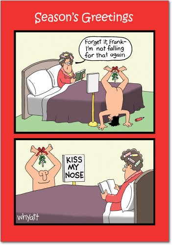 Kiss Nose Mistletoe Christmas Humor Card On Sale