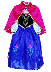 JerrisApparel Snow Queen Elsa Party Dress Costume Princess Cosplay Dress Up (3-4, Anna)