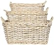 Country Wicker Rectangle Basket with White Chalked Stain Set of 3 - L=22"x17"x10"H