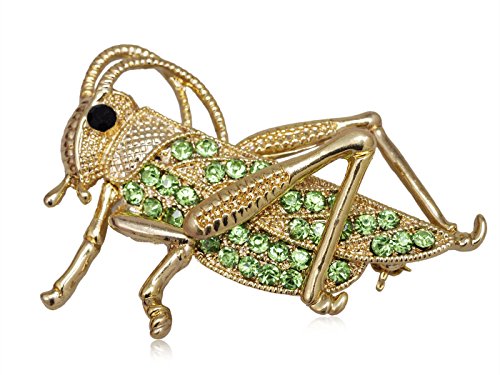 Genuine Crystal Rhinestone Jump Cricket Grasshopper Pin Brooch
