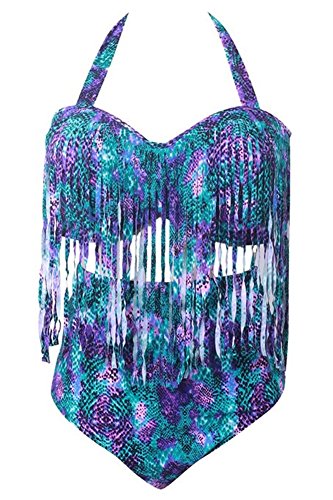 Youngerbaby Women's Plus Size Swimwear High Waist Braided Fringe Bikini Sets