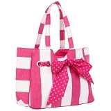 large plastic tote bags Magid Stripe Straw Bow Tote