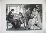 1882 LACE MAKING WOMAN LITTLE GIRL WEDDING DRESS ART