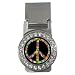 Money Clip CZ Diamonds of Peace Symbol with Flowers in 60s Colors