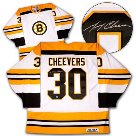 GERRY CHEEVERS Boston Bruins SIGNED Retro Stanley Cup Era Jersey