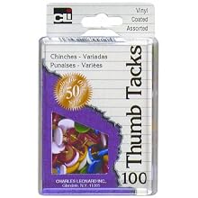 Charles Leonard Thumb Tacks - Reusable Box - Vinyl Coated - Assorted Colors - 100/Box, 79911