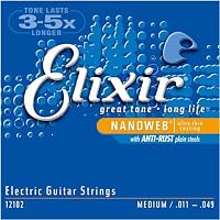 Elixir Strings Electric Guitar Strings, 6-String, Medium NANOWEB Coating