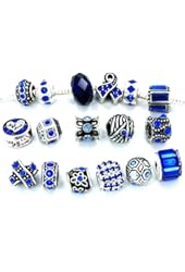 Pro Jewelry Ten (10) of Assorted Shades of Royal Blue Crystal Rhinestone Beads (Styles You Will Receive Are Shown in Picture Random 10 Beads Mix) Charms Spacers for Bracelets