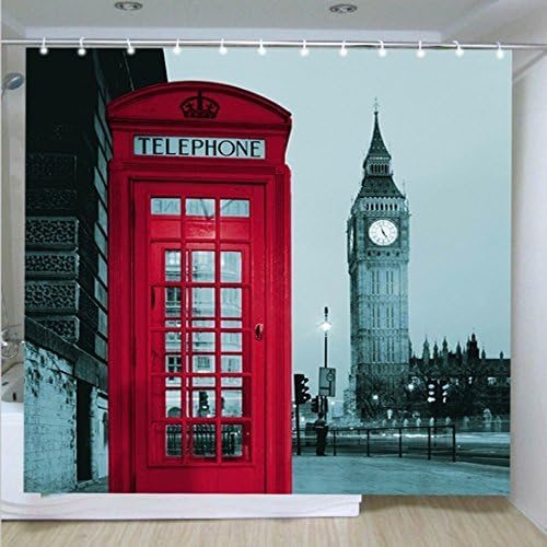 Bathroom Tub Shower and Bath Curtain Made of Waterproof Fabric (180*180, Lodon)