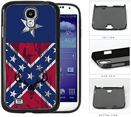 Confederate Flag Deer Hunter Skull Bones Antlers on Texas Rebel Flag & Wood Background Samsung Galaxy S4 I9500 Hard Snap on Plastic Cell Phone Cover by icecream design