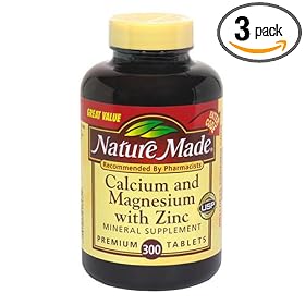Nature Made Calcium and Magnesium with Zinc and Vitamin D, 300 Softgels (Pack of 3)