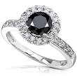 1ct TW Black and White Diamond Ring in 14k White Gold