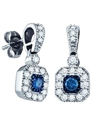 10KT White Gold 0.66 CTW Blue Diamond Fashion Earrings